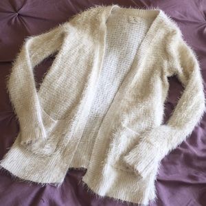 Pins and Needles Cream Shaggy Cardigan